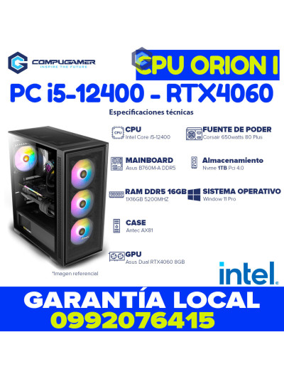 CPU i5-12400 B760 16GB DDR5 RTX4060 1TB Orion I