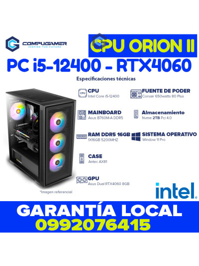 CPU i5-12400 B760 16GB DDR5 RTX4060 2TB Orion II