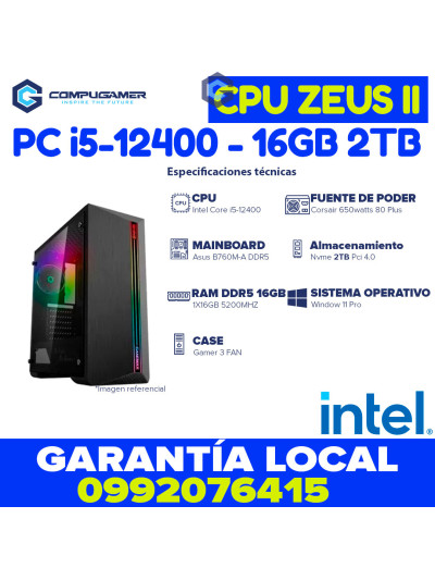 CPU Core i5-12400 - B760m - 16GB DDR5 *2TB* - INTEL