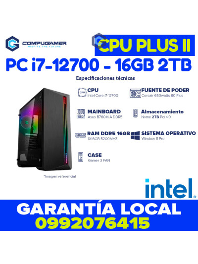 CPU Core i7-12700 - B760m - 16GB DDR5 *2TB* - INTEL