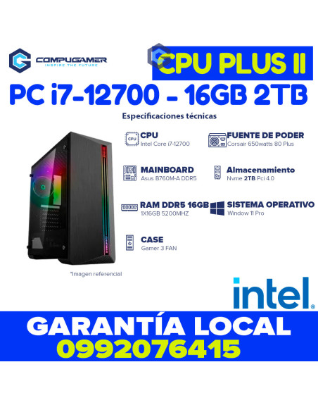 CPU Core i7-12700 - B760m - 16GB DDR5 *2TB* - INTEL