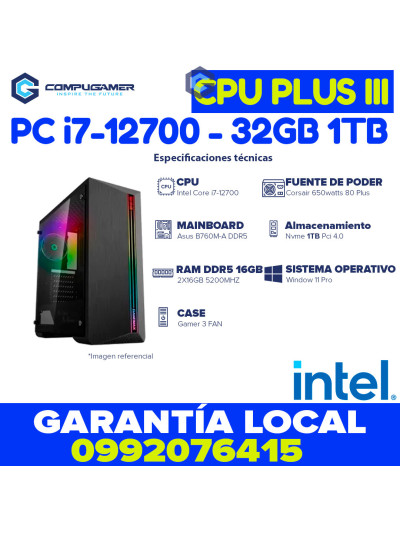 CPU Core i7-12700 - B760m - 32GB DDR5 *1TB* - INTEL