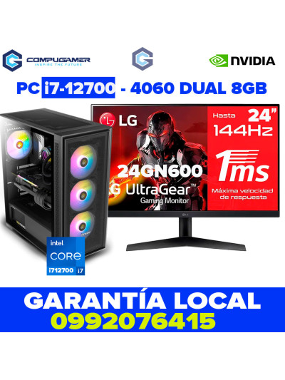 PC i7-12700 - B760m - 16GB DDR5 *1TB* - INTEL, RTX4060 8GB Monitor 24"