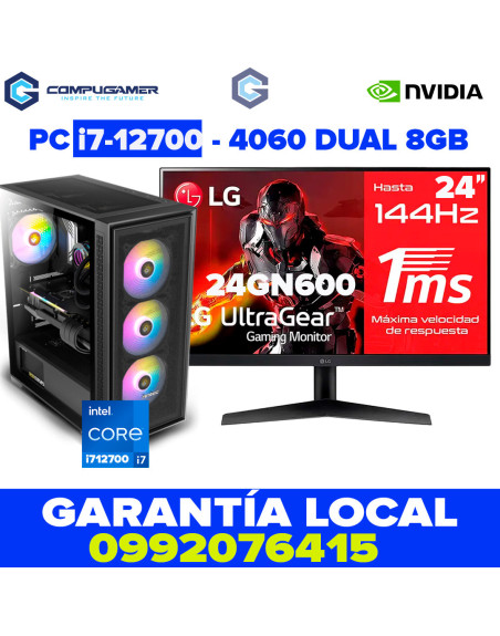 PC i7-12700 - B760m - 16GB DDR5 *1TB* - INTEL, RTX4060 8GB Monitor 24"