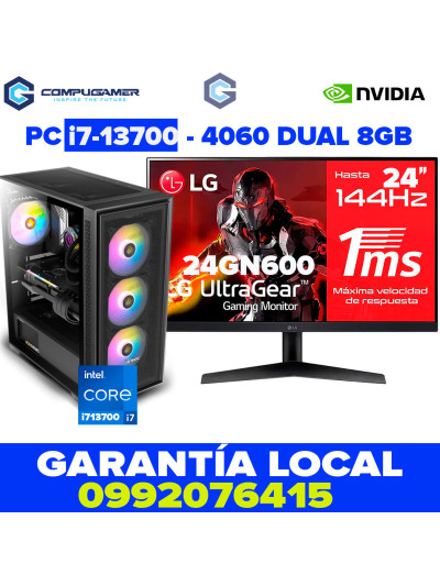 PC i7-13700 - B760m - 16GB DDR5 *1TB* - INTEL, RTX4060 8GB Monitor 24"