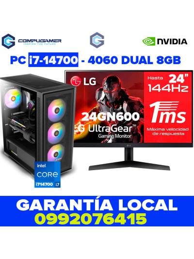 PC i7-14700 - B760m - 16GB DDR5 *1TB* - INTEL, RTX4060 8GB Monitor 24"