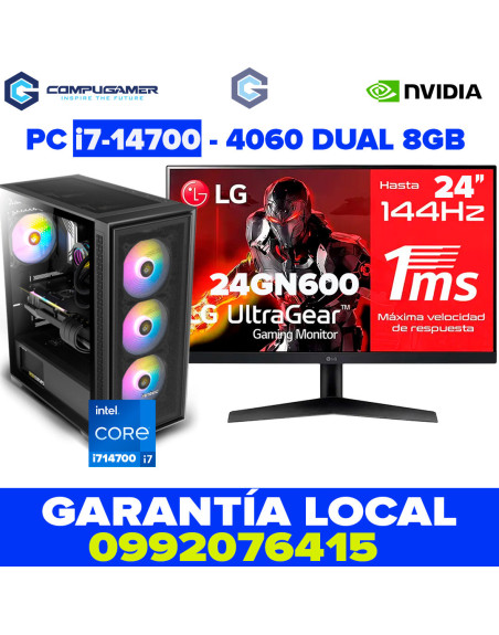 PC i7-14700 - B760m - 16GB DDR5 *1TB* - INTEL, RTX4060 8GB Monitor 24"