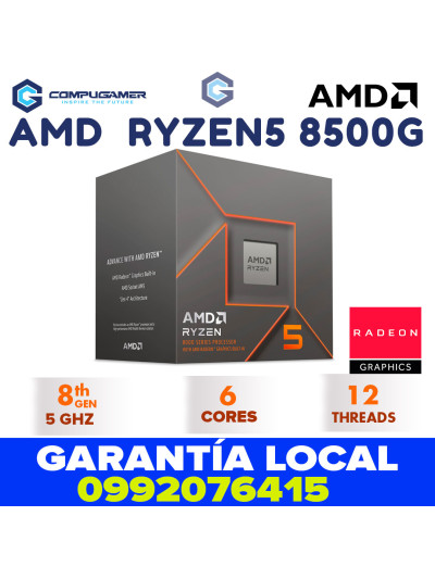 Procesador AMD Ryzen 5 8500G con Gráficos Radeon 740M, S-AM5, 3.50GHz, 6 Core