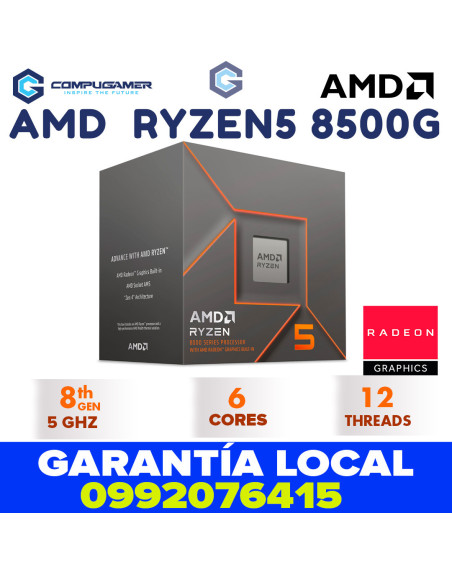 Procesador AMD Ryzen 5 8500G con Gráficos Radeon 740M, S-AM5, 3.50GHz, 6 Core